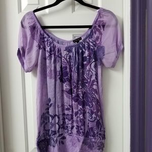 Sheer Purple Floral Tunic